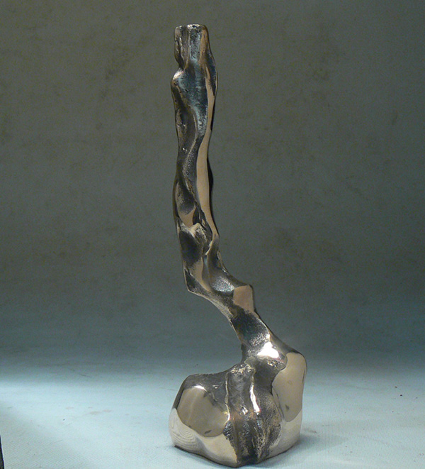 lampe recente en bronze poli sculpture unique