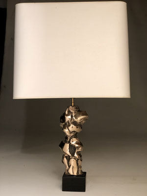 importante lampe sculpture contemporaine en bronze poli creation michel jaubert