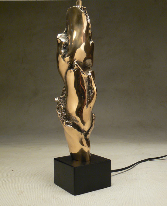 lampe originale en bronze poli artiste michel jaubert