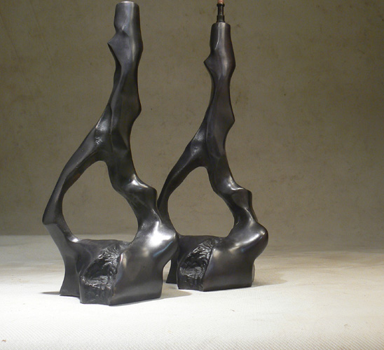 lampe sculpture nouvelle creation en bronze patiné artiste contemporain